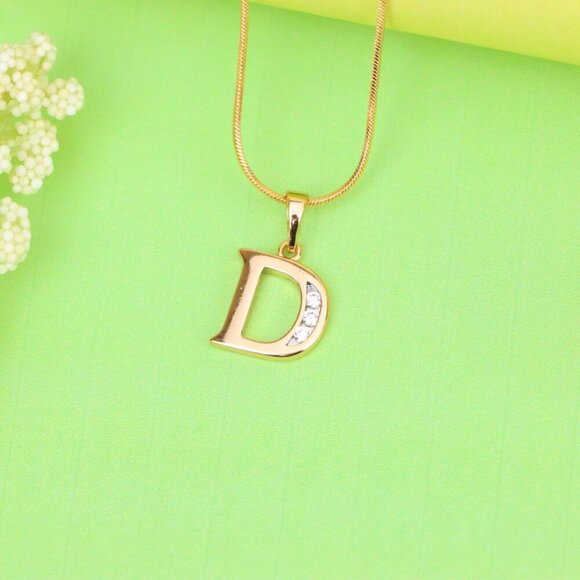 "Rose Gold Letter D Pendant with Crystals – 18K Gold Plated Charm, XPPT1353 - Picture 13 of 13